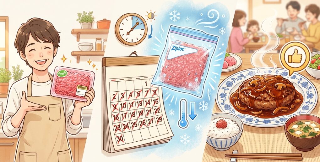 ひき肉を冷凍して1ヶ月