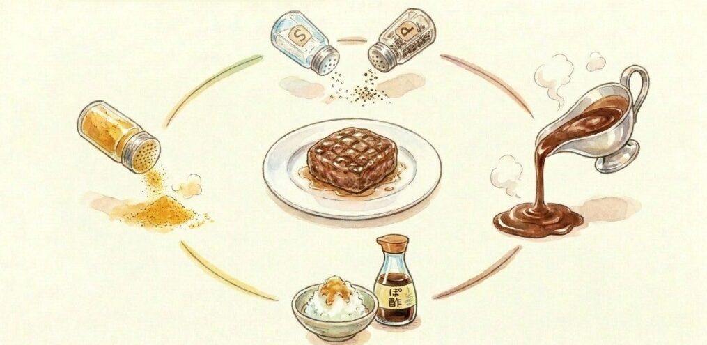 塩こしょうやソースで味付けを工夫