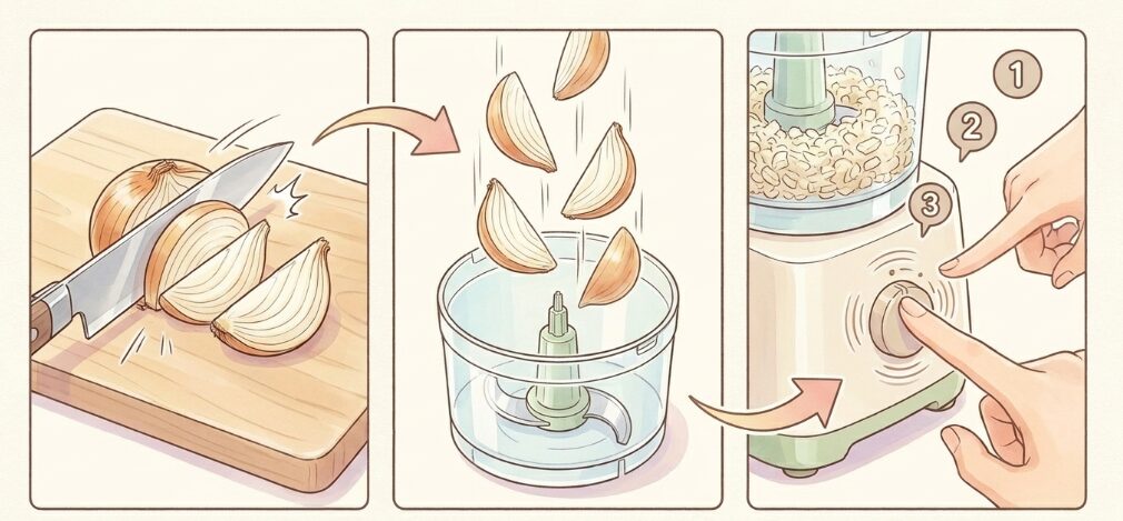 瞬時に終わるみじん切りの手順