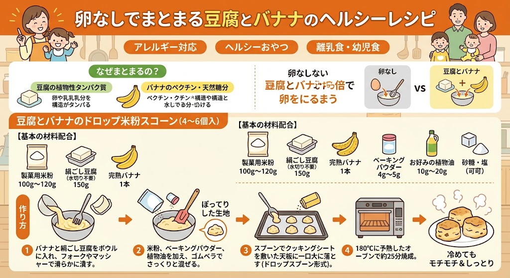卵なしでまとまる豆腐とバナナのヘルシーレシピ