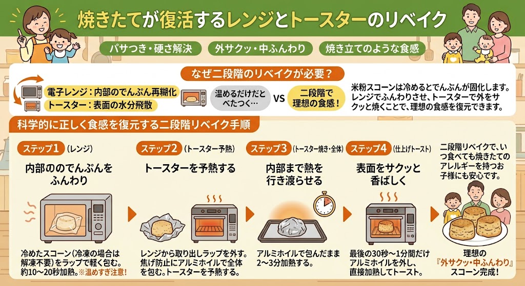 焼きたてが復活するレンジとトースターのリベイク