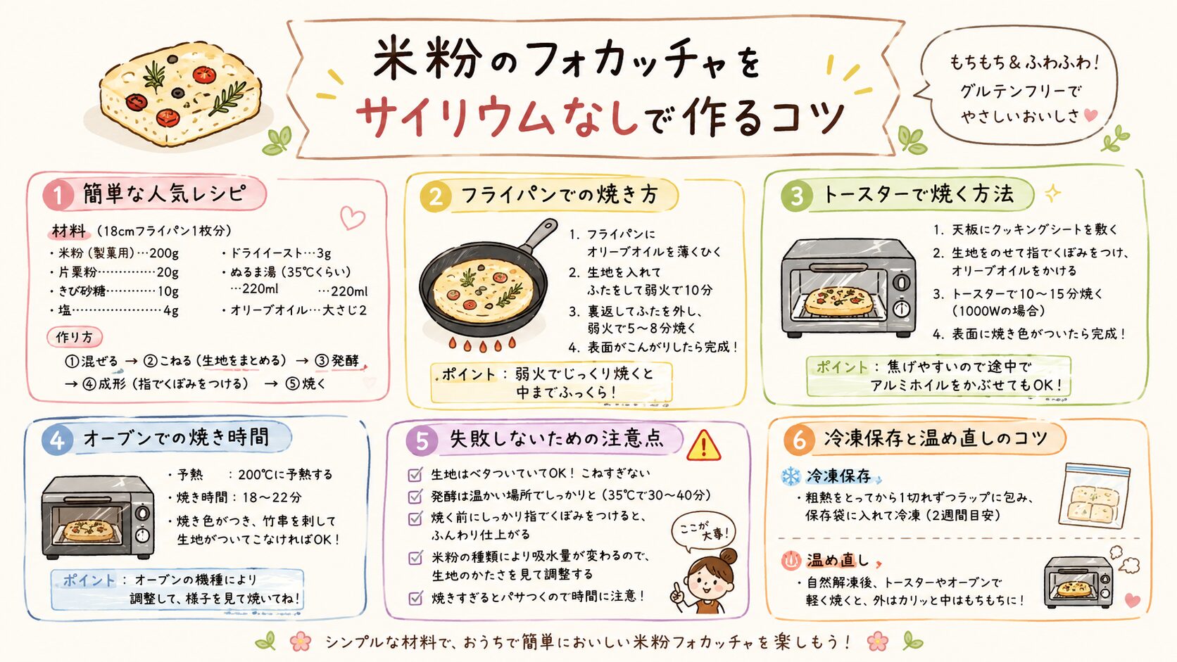米粉のフォカッチャをサイリウムなしで作るコツ