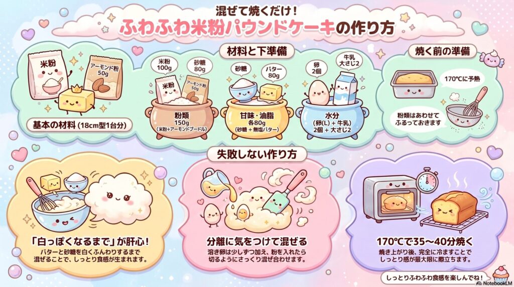 米粉とアーモンドプードルでパウンドケーキ