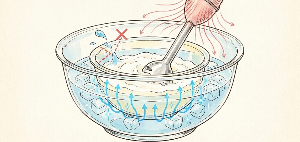 氷水で冷やしながら行うのがポイント