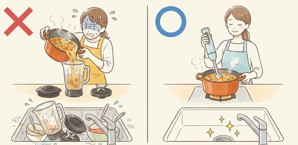 鍋のまま潰せるから洗い物が激減
