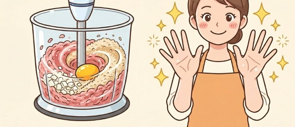 絶品ハンバーグのタネもあっという間