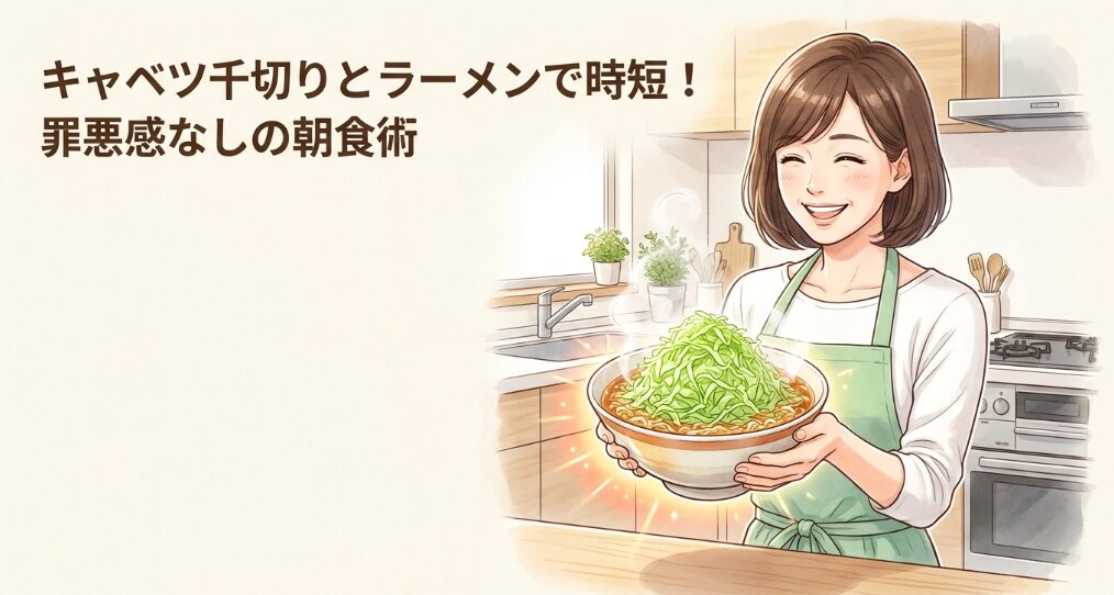キャベツ千切りとラーメン