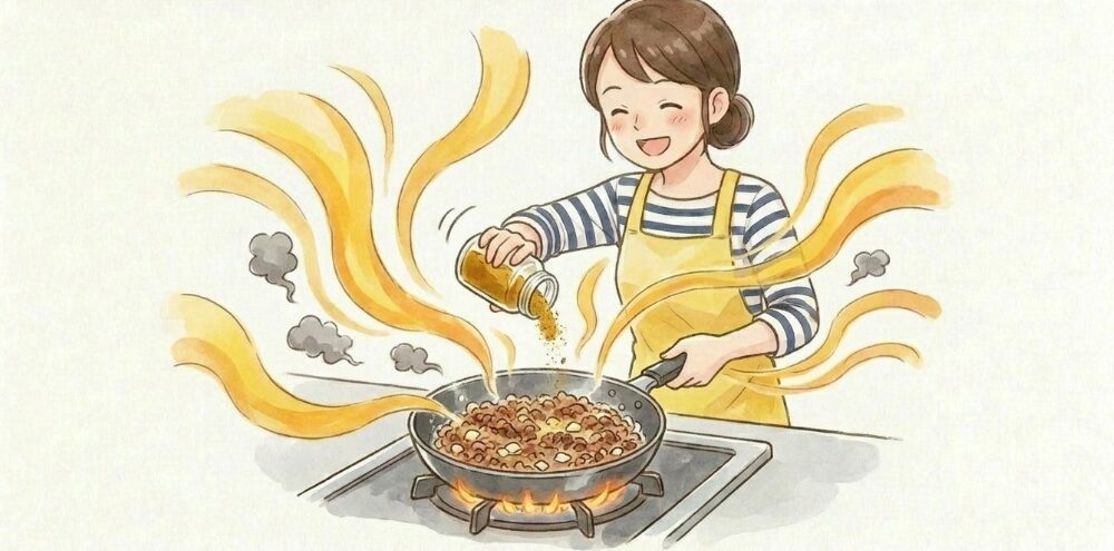 カレーなどスパイスの香りで臭いをカバーする工夫
