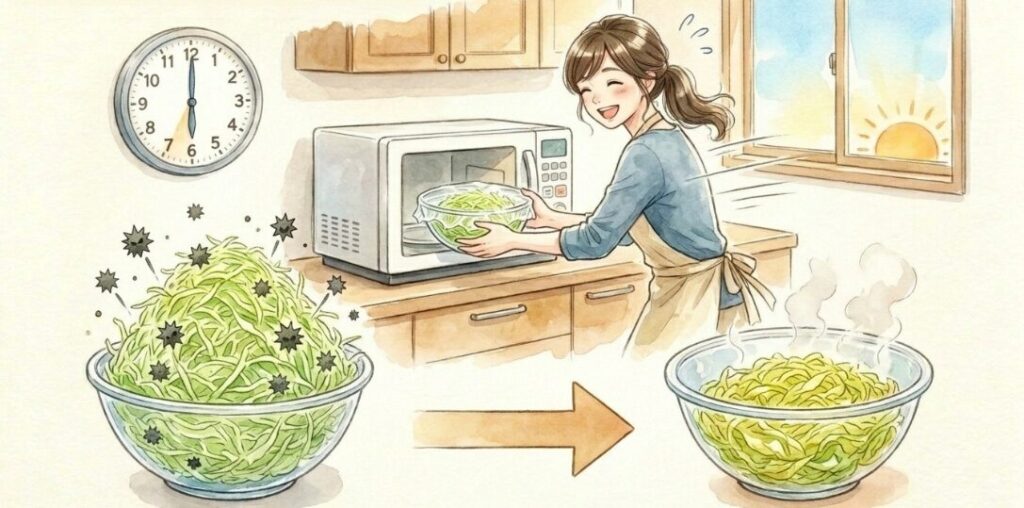 電子レンジ加熱で時短下ごしらえ