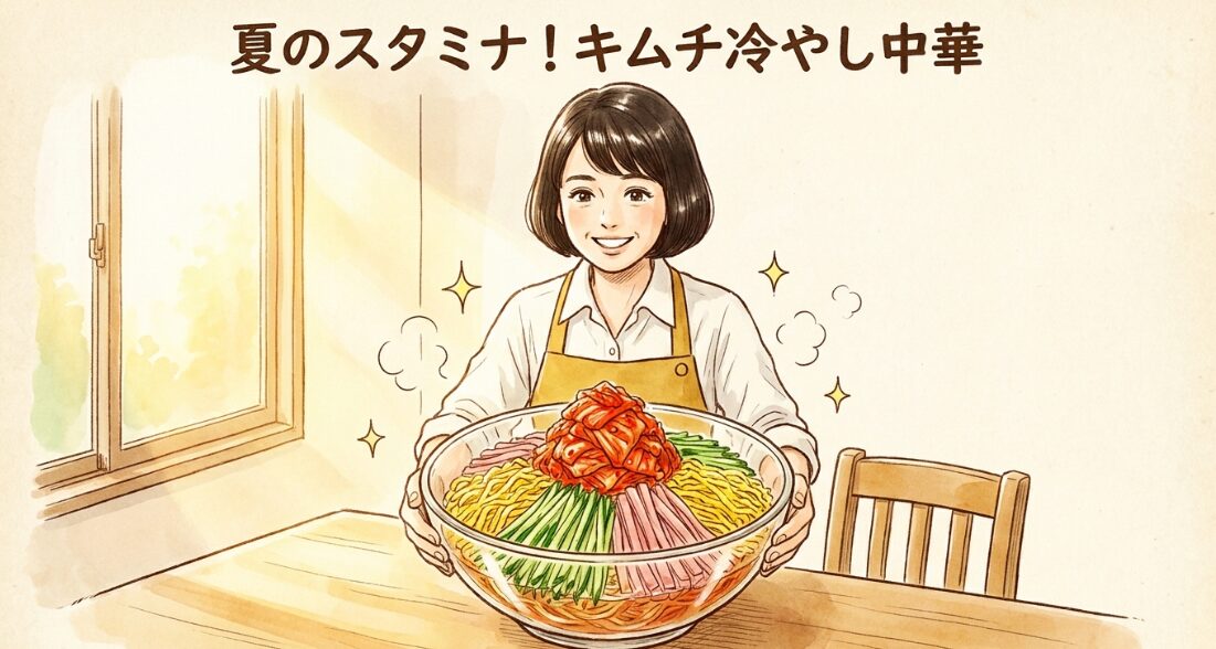 冷やし中華とキムチ