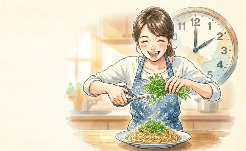 水菜や豆苗を使えば包丁いらずで時短になる