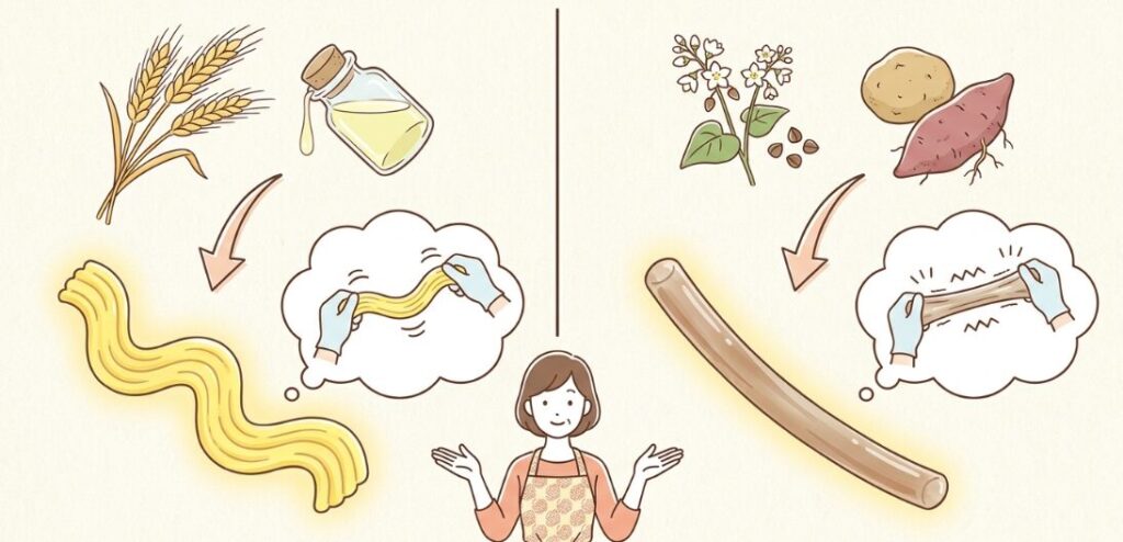 麺の原料や食感による見分け方