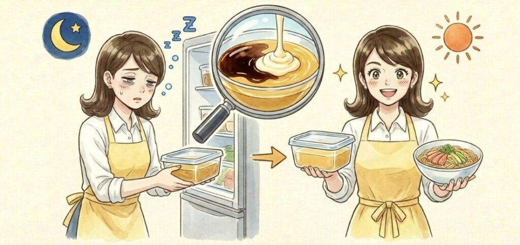 市販のタレに混ぜるだけの簡単スープ