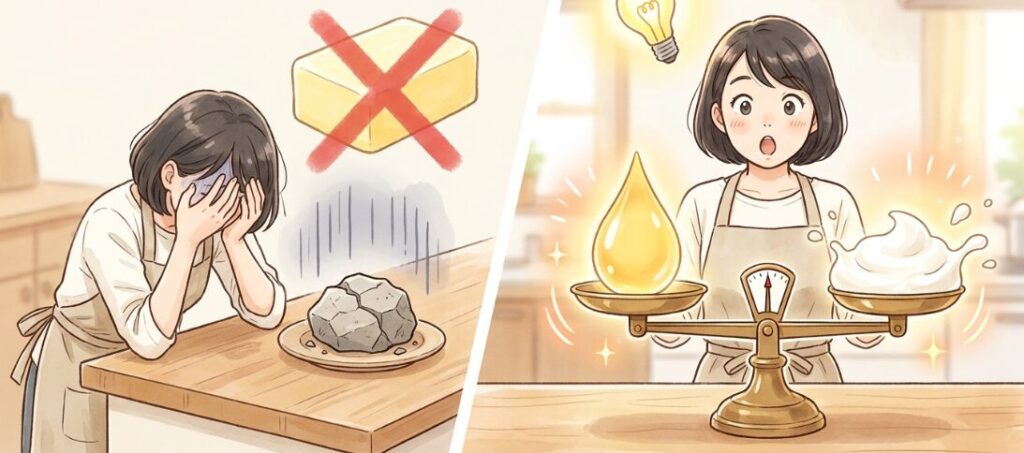 米粉スコーンはバターなしだとパサつく?