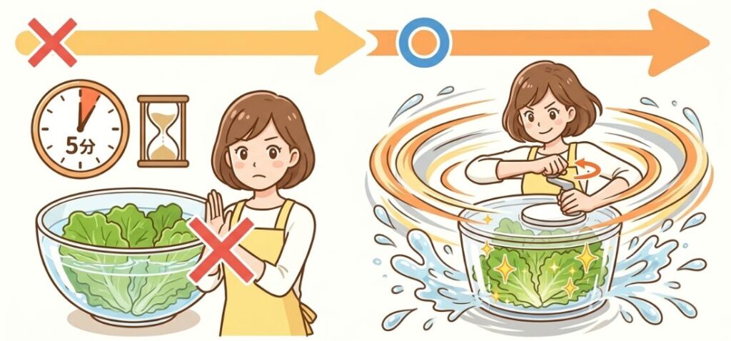 野菜をシャキシャキに保つ水切りのタイミング