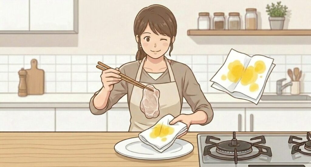 下ごしらえで余分な脂をカットする茹で方の工夫
