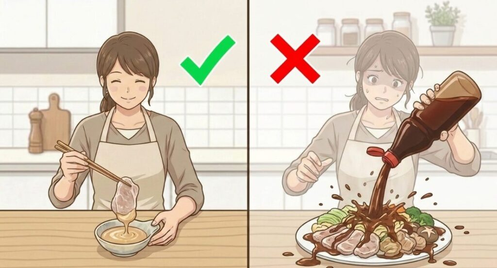 ごまダレとポン酢の調味料の塩分を控える工夫