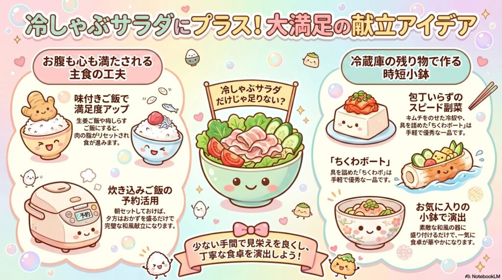 冷しゃぶサラダの献立を完璧にする簡単サイドメニュー