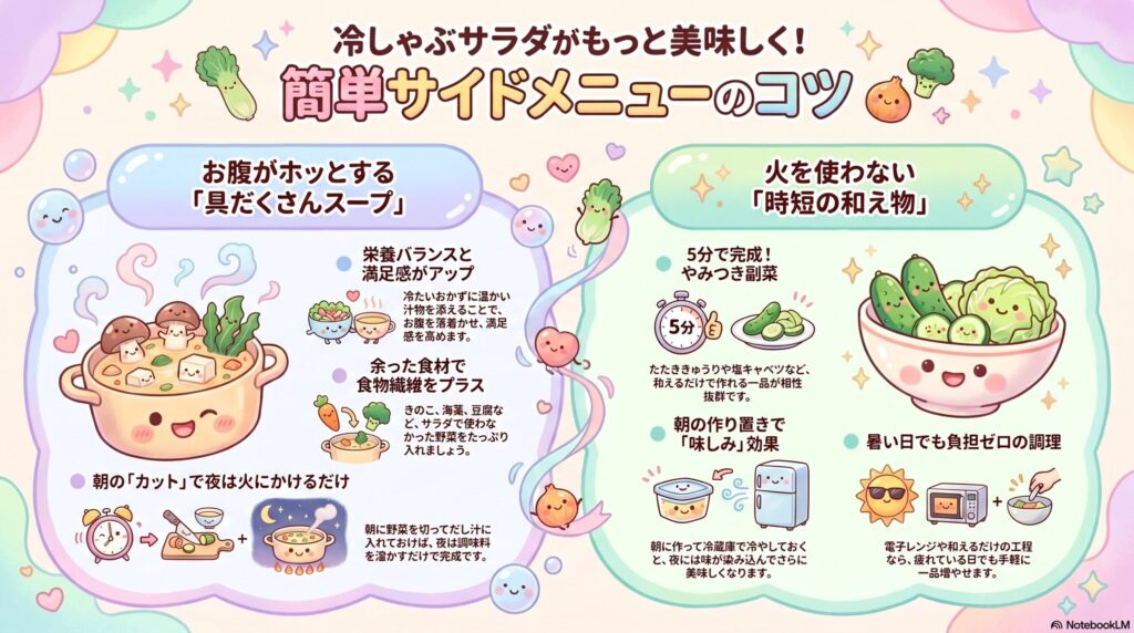 冷しゃぶサラダの献立に添える簡単サイドメニュー