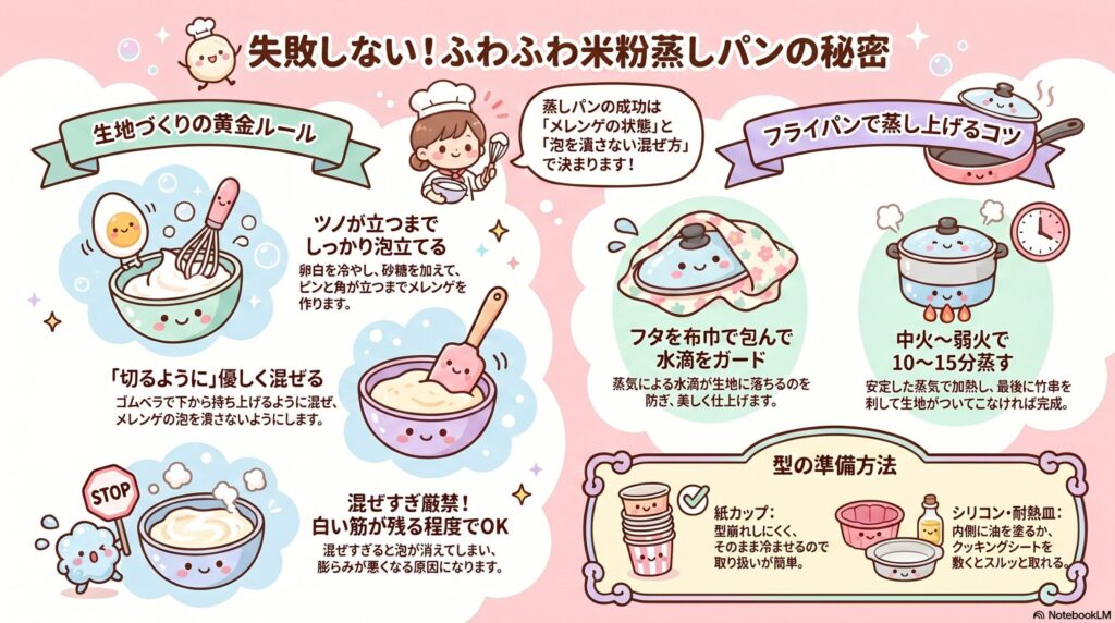 米粉の蒸しパンをベーキングパウダーなしで作るコツ