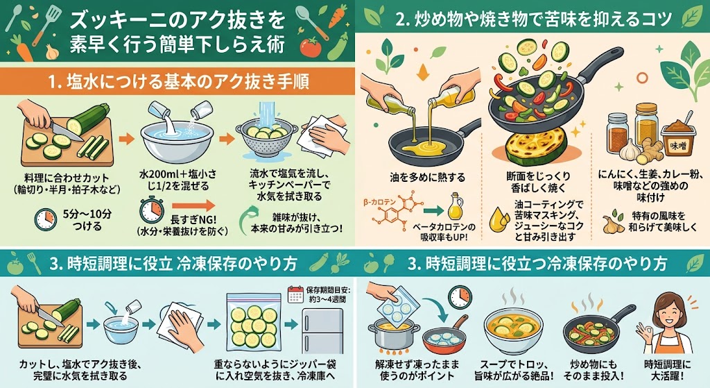 ズッキーニのアク抜きを素早く行う簡単下ごしらえ術