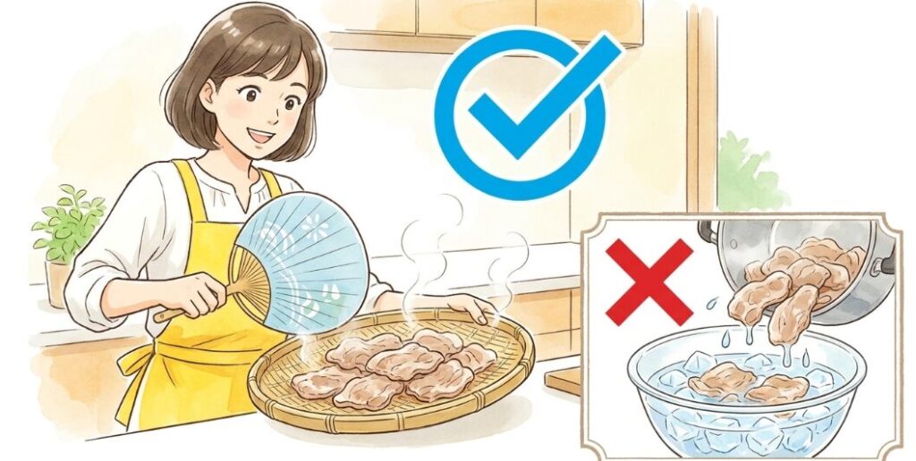茹でたあとの豚肉を急冷させるコツ