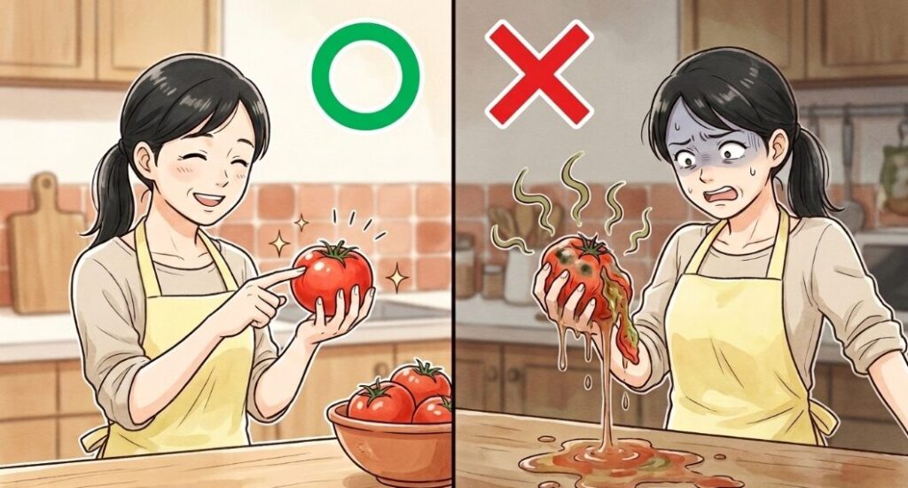 触ると柔らかいトマトの腐っているサイン