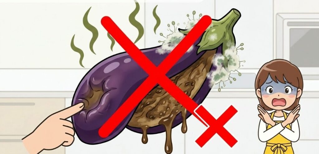 傷んでいて食べられないなすの見分け方