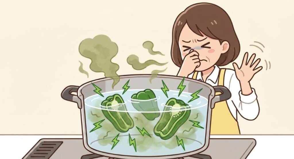 独特の苦味と青臭さが汁に溶け出す