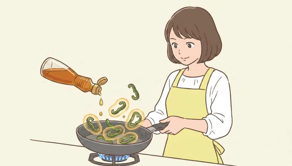 ごま油で炒めてコクをプラスする方法