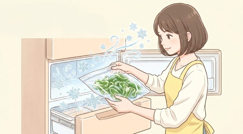 事前に冷凍して苦味を和らげる裏技