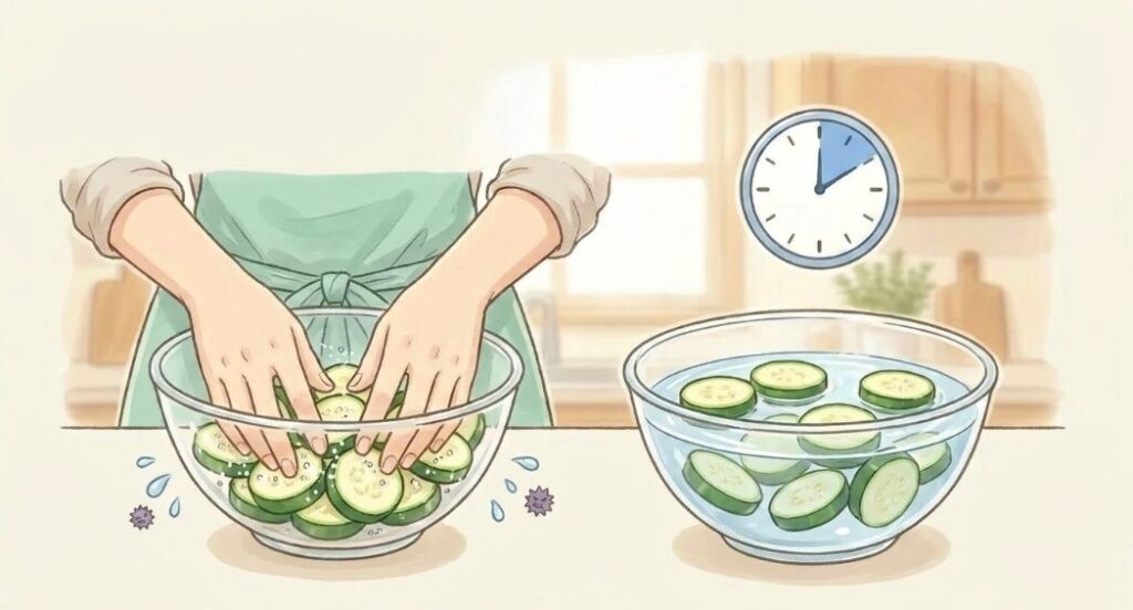 塩揉みや水にさらしてアクを抜く手順