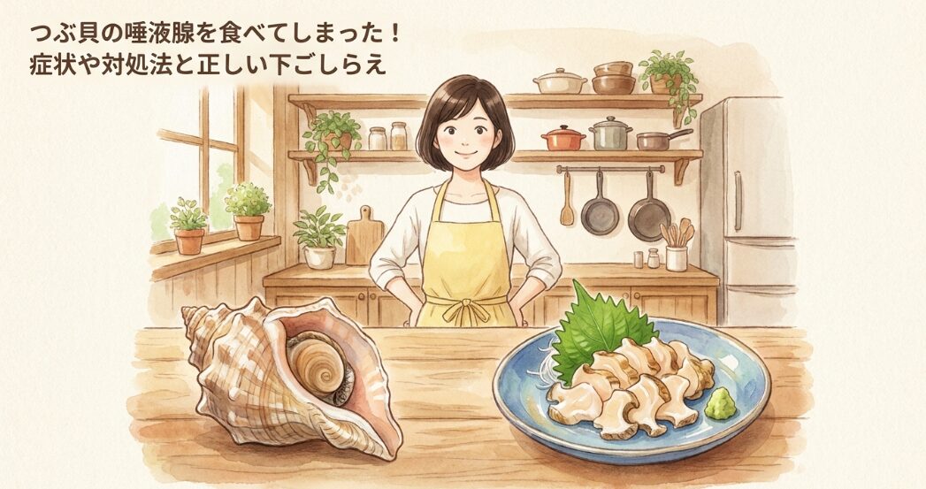 つぶ貝の唾液腺を食べてしまった