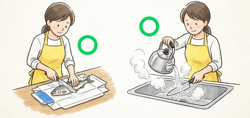 調理器具からの二次感染を防ぐ方法