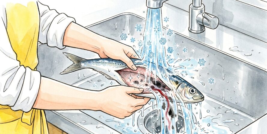 内臓を取り除いてから冷凍する下ごしらえ