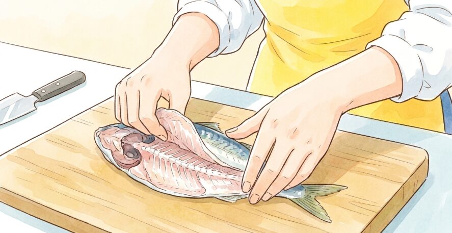 三枚おろしにしてから冷凍する下ごしらえ
