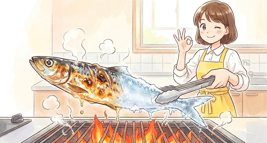冷凍のまま調理できるいわしの塩焼き