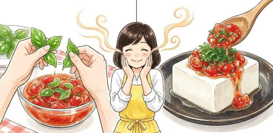 大葉やバジルで爽やかな香りを添えて