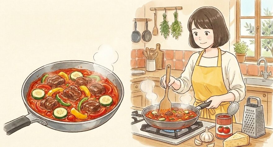 トマト缶で煮込むイタリアン風おかず