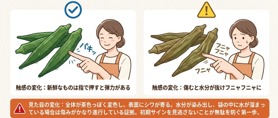 生のオクラが傷んだときのサイン