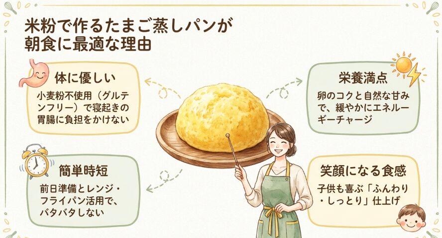 米粉で作るたまご蒸しパンが朝食に最適な理由