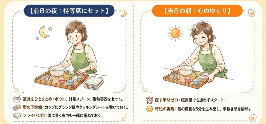 朝の準備を楽にする道具の下ごしらえ
