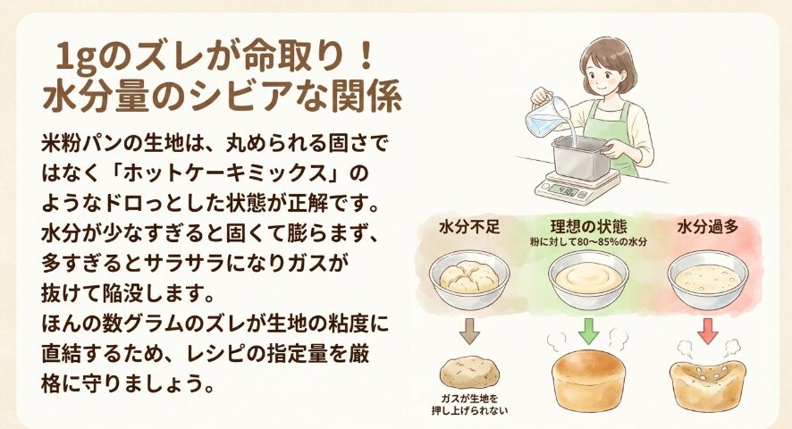 水分量と水温が仕上がりに与える影響