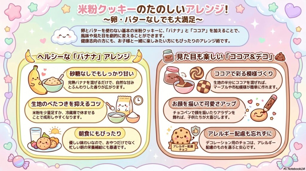 米粉のクッキーを卵なしバターなしで楽しむ応用