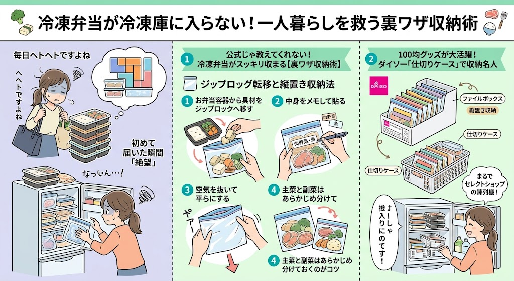冷凍弁当が冷凍庫に入らない！一人暮らしを救う裏ワザ収納術