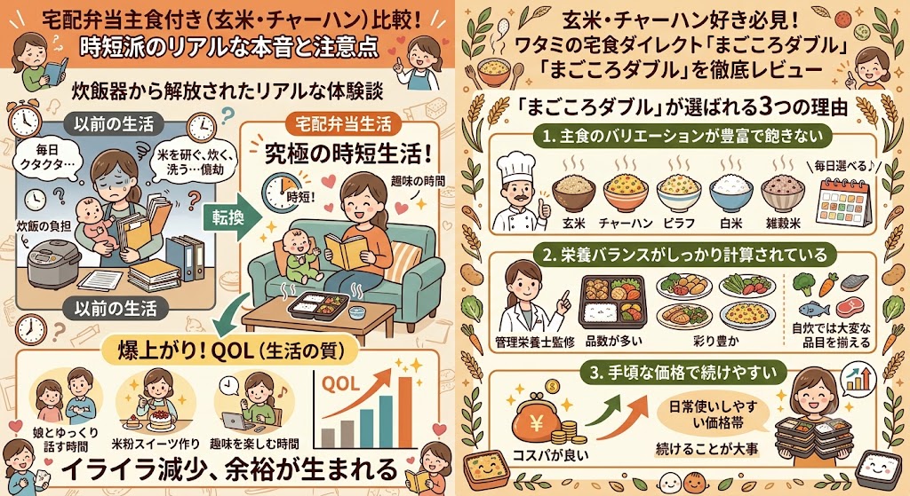 宅配弁当主食付き（玄米・チャーハン）比較！