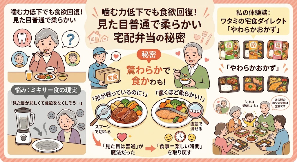 噛む力低下でも食欲回復！