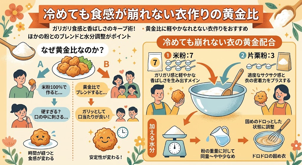 冷めても食感が崩れない衣作りの黄金比