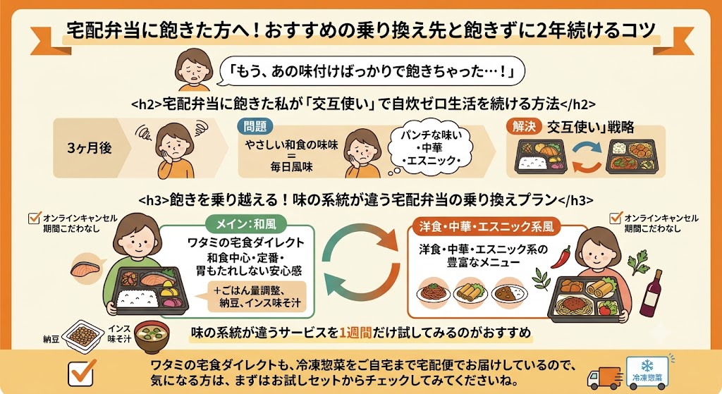 宅配弁当に飽きた方へ！おすすめの乗り換え先と飽きずに2年続けるコツ