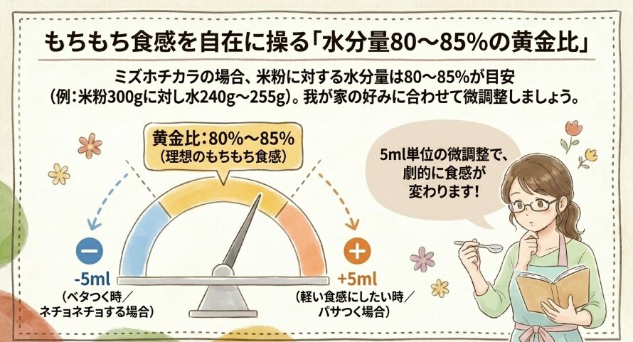 もちもち食感を出すための水分量の黄金比